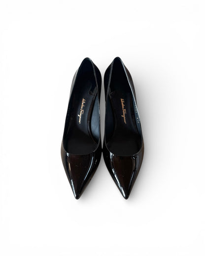 【Salvatore Ferragamo】Floral Heel Pointed-Toe Pumps