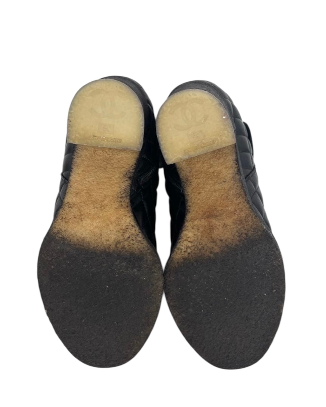 【CHANEL】Turn-Lock Quilted Ankle Lambskin Boots