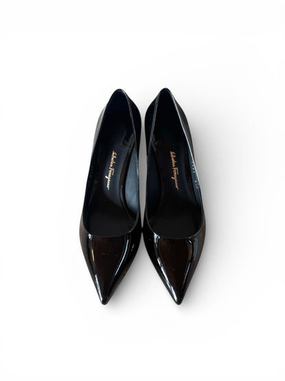 【VINTAGE ARCHIVE】 Salvatore Ferragamo / Floral Heel Pointed-Toe Pumps