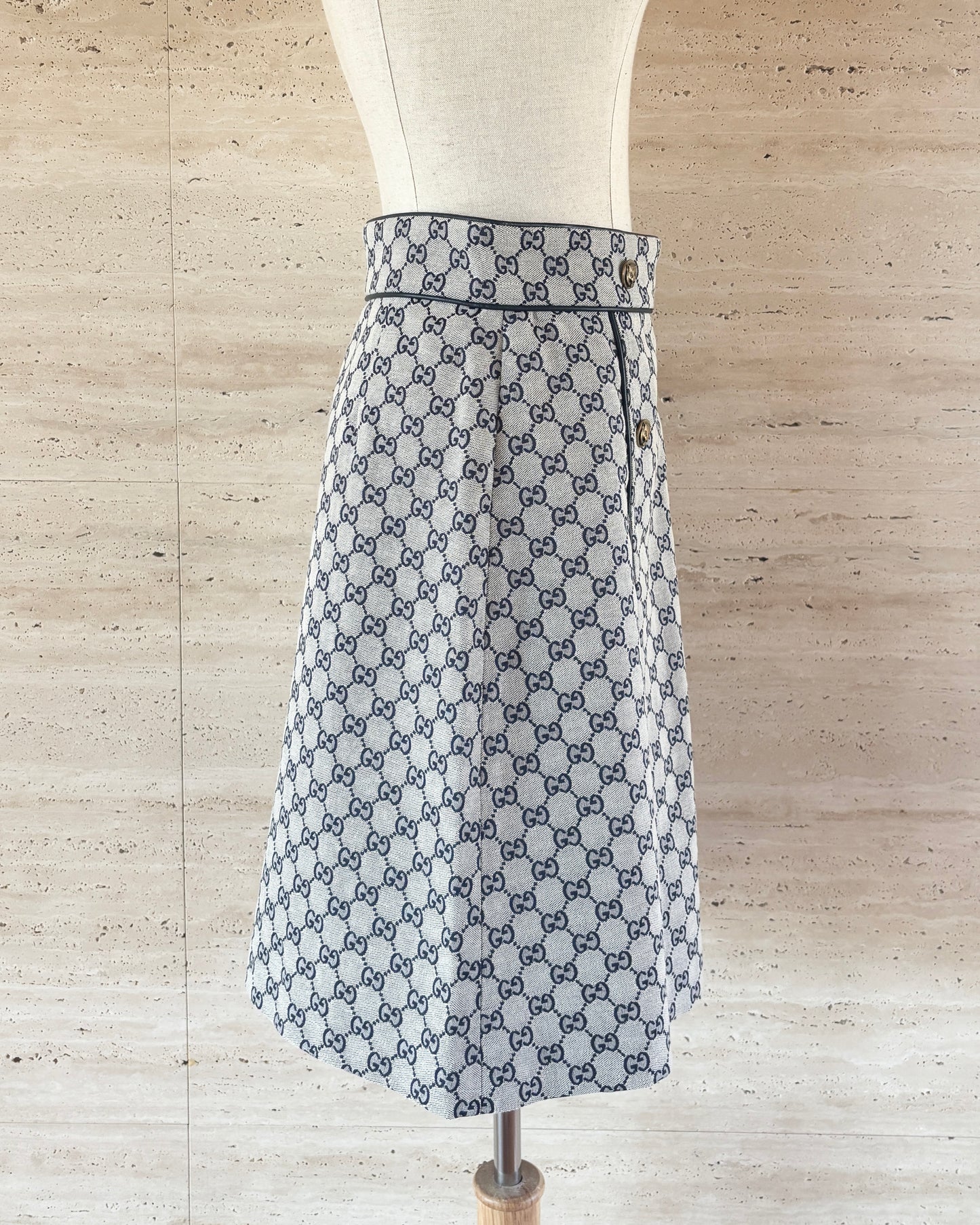 【GUCCI】Canvas Box Pleat Skirt
