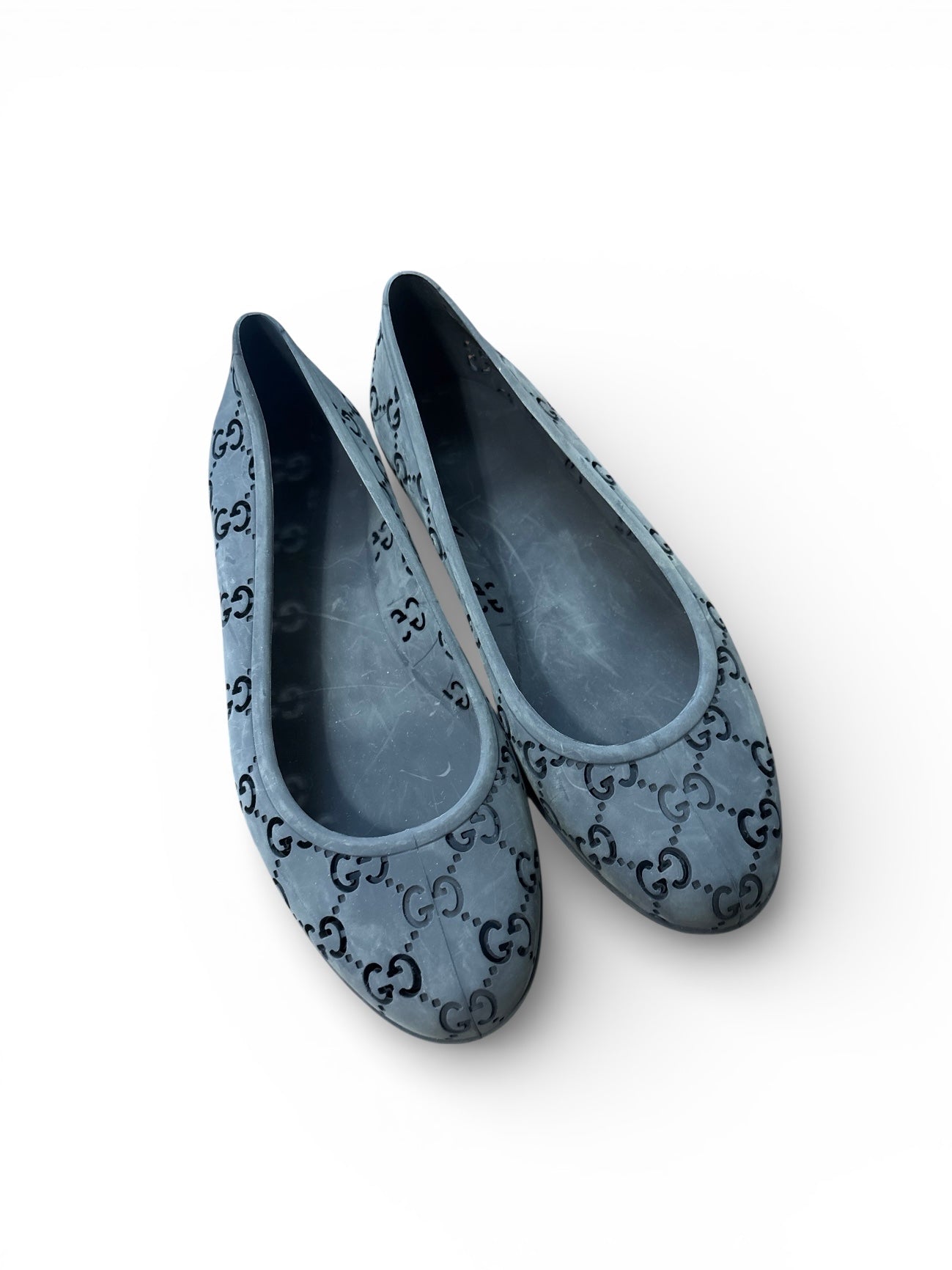 【VINTAGE ARCHIVE】 GUCCI / Logo Print Rubber Flat Shoes