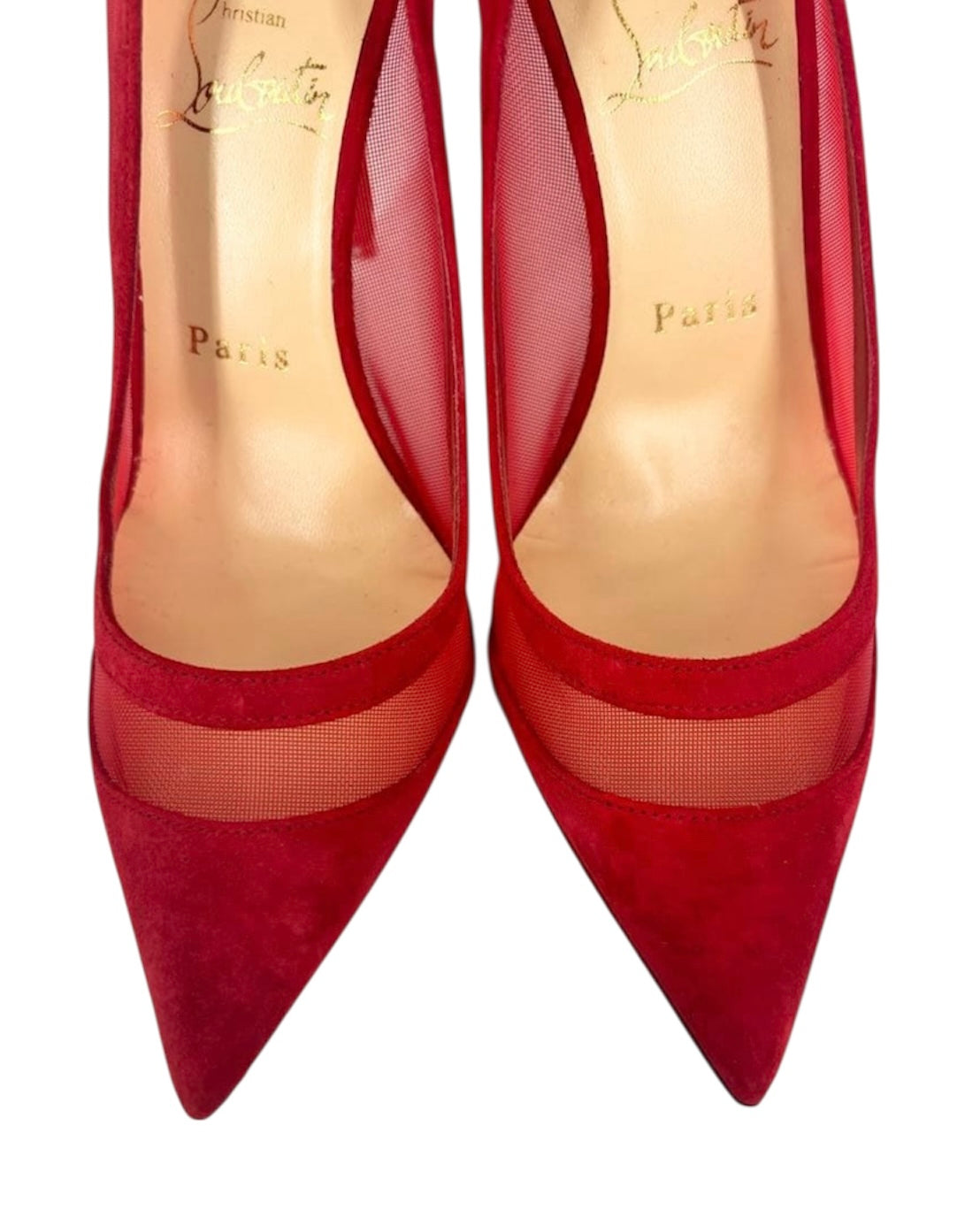 【Christian Louboutin】Mesh Pointed-Toe Pumps