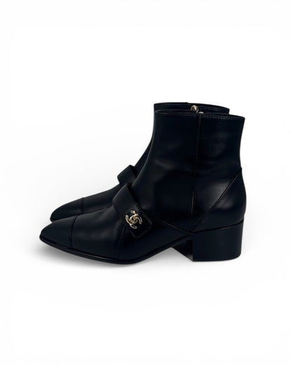 【CHANEL】Turn-Lock Ankle Boots