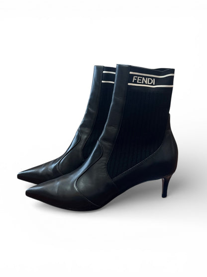 【VINTAGE ARCHIVE】 FENDI / Leather & Knit Ankle Boots