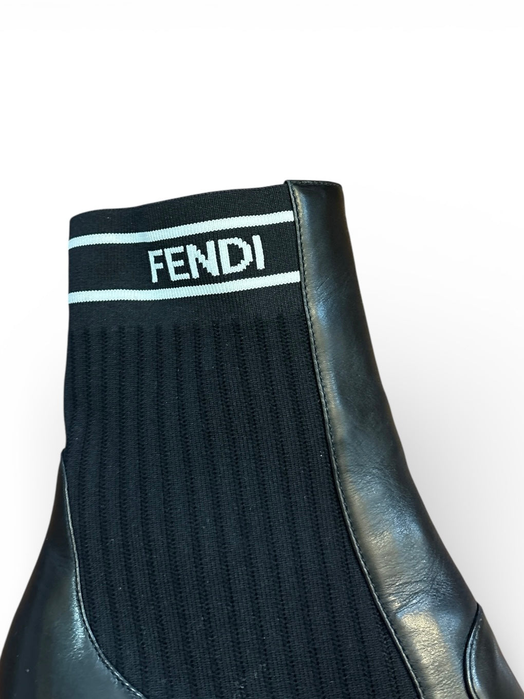 【VINTAGE ARCHIVE】 FENDI / Leather & Knit Ankle Boots