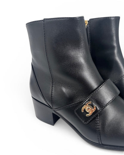 【CHANEL】Turn-Lock Ankle Boots