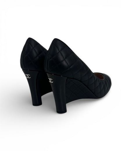【CHANEL】Quilting Wedge Sole Pumps