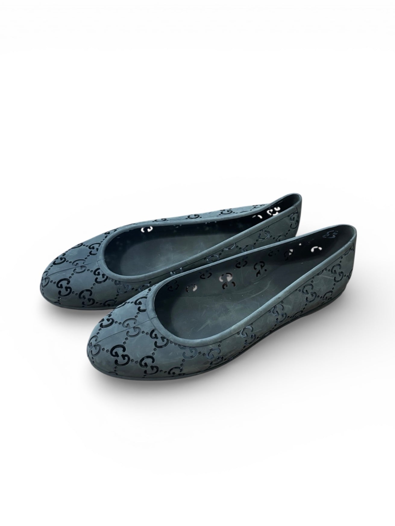 【VINTAGE ARCHIVE】 GUCCI / Logo Print Rubber Flat Shoes