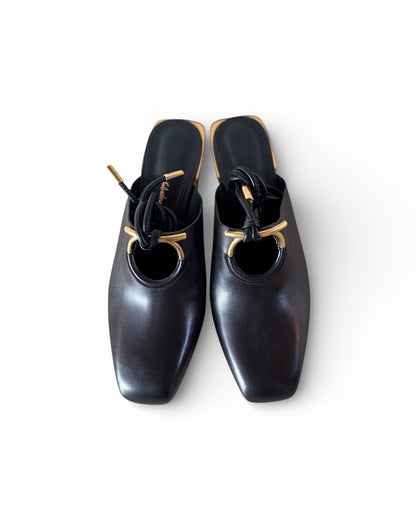 【Salvatore Ferragamo】Lace-Up Mule Sandals