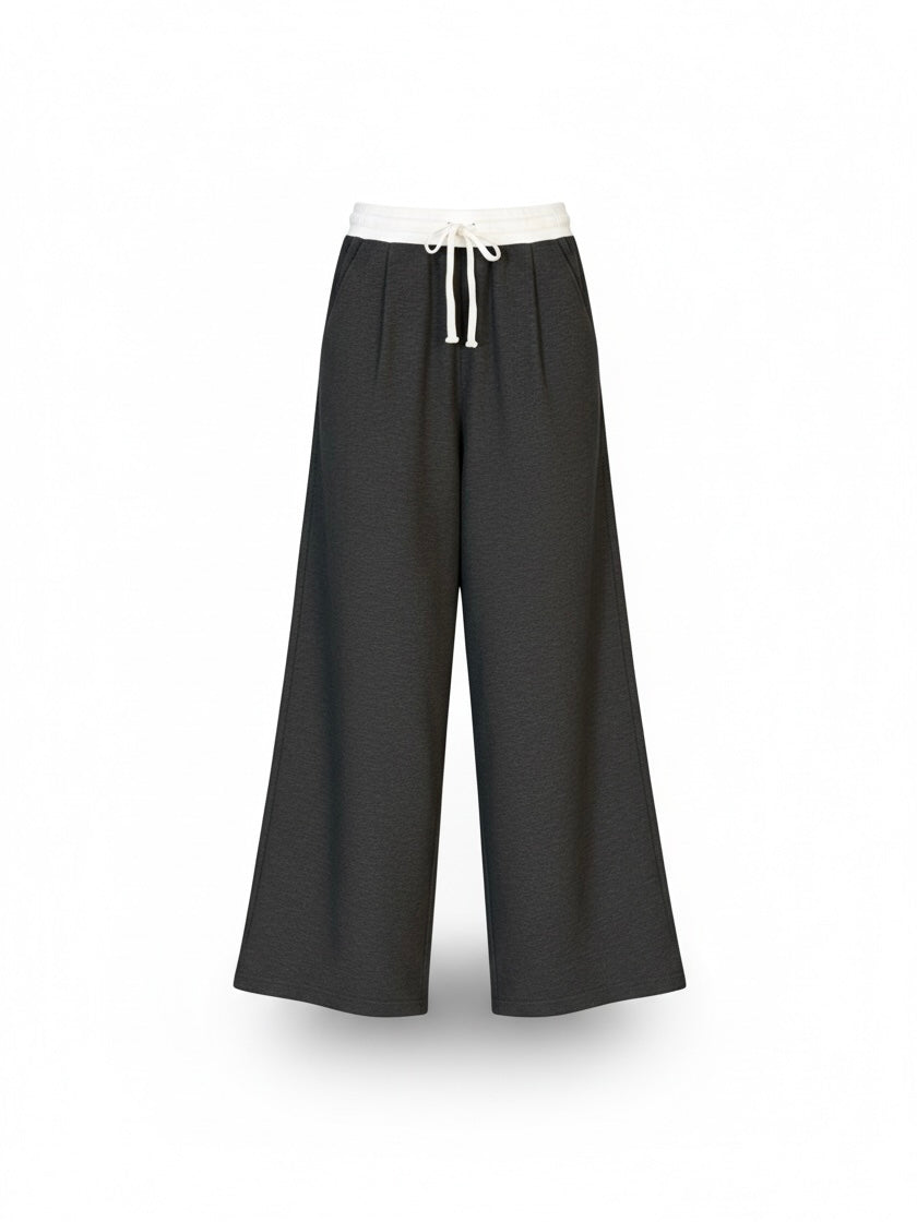 【ORIGINAL PICK】 Contrast-Waist Knit Wide Pants