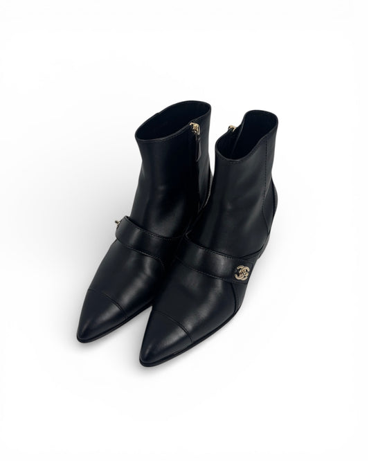 【CHANEL】Turn-Lock Ankle Boots