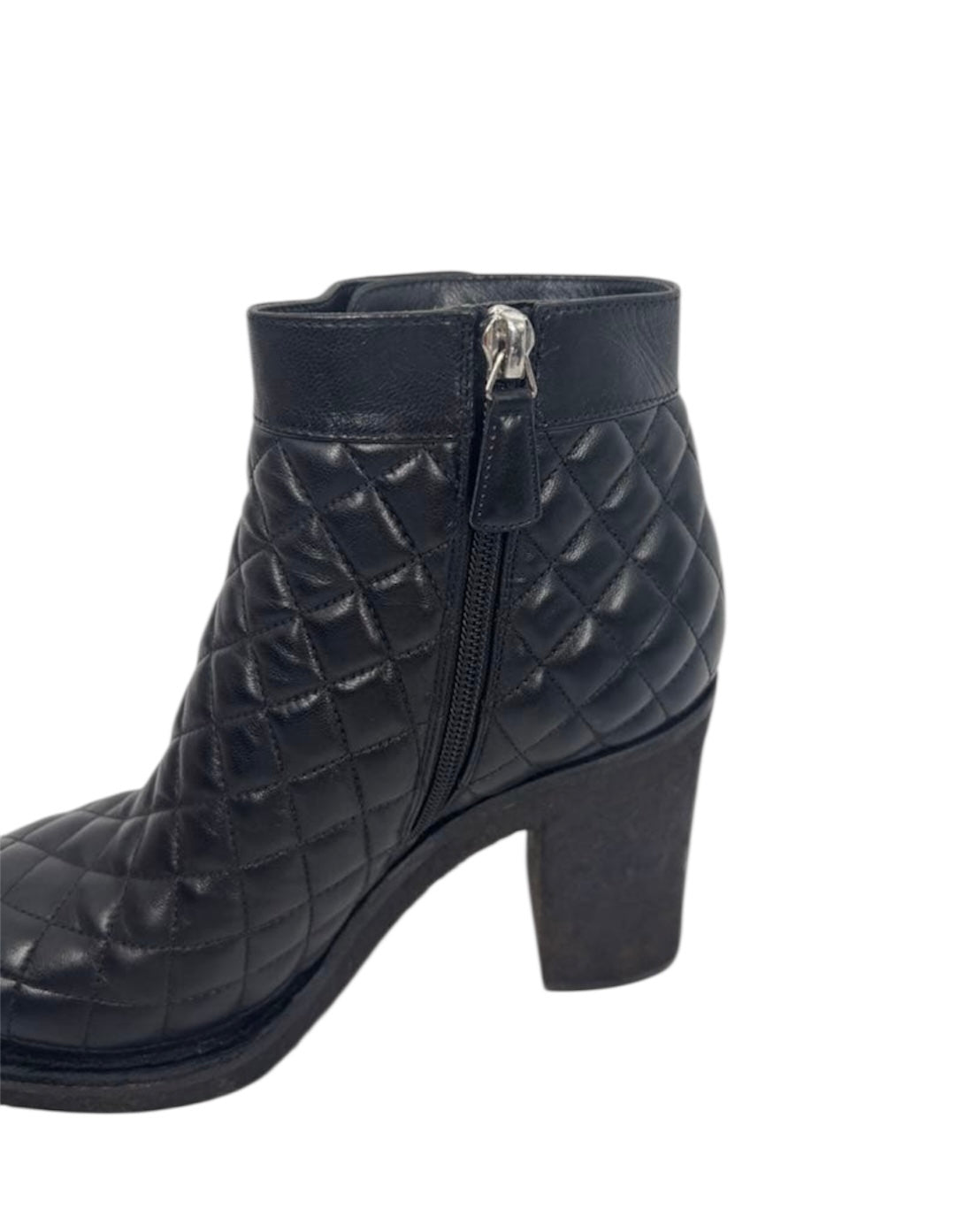 【CHANEL】Turn-Lock Quilted Ankle Lambskin Boots