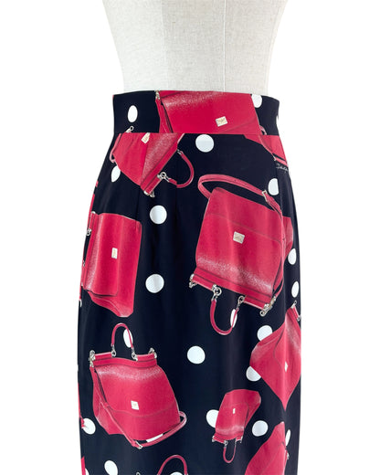【Dolce&Gabbana】Bag Print Long Skirt