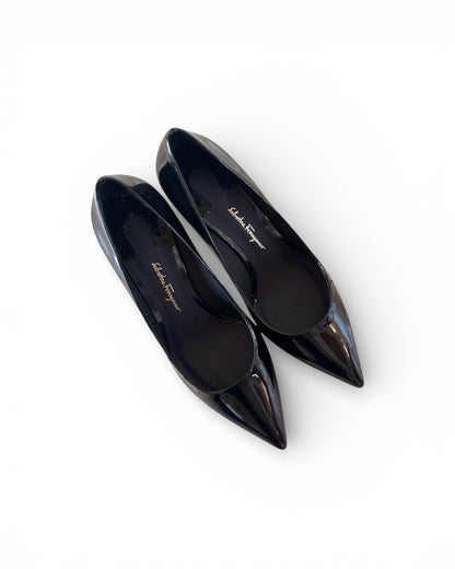 【Salvatore Ferragamo】Floral Heel Pointed-Toe Pumps