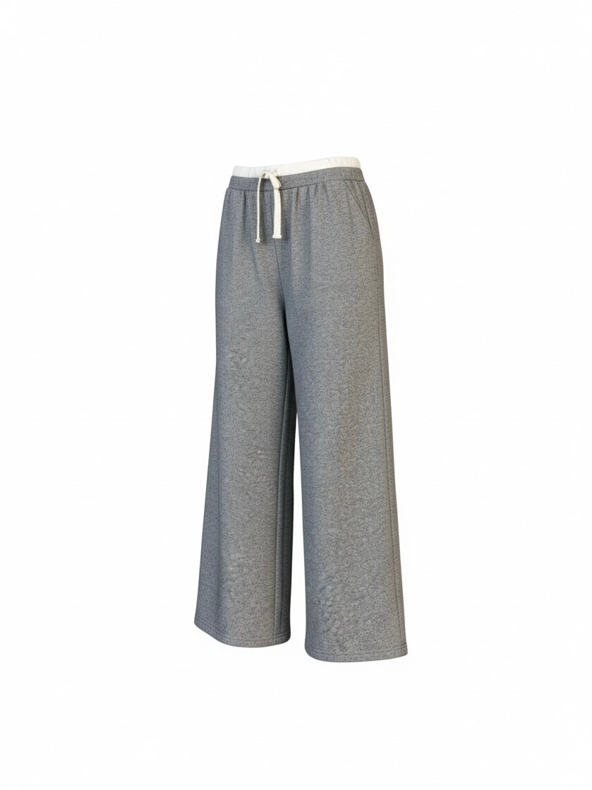 【ORIGINAL PICK】 Contrast-Waist Knit Wide Pants