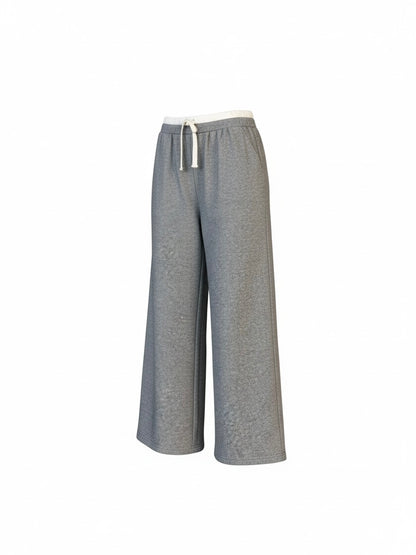 【ORIGINAL PICK】 Contrast-Waist Knit Wide Pants